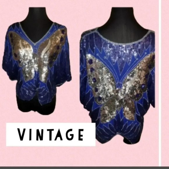 Vintage butterfly‎ top OSFM - Picture 1 of 9